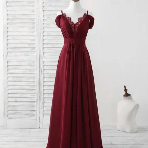 Elegant Blue Lace Chiffon Long Prom Dress: Perfect Bridesmaid Gown for Special Occasions