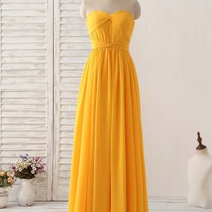 Elegant Chiffon Yellow Long Prom Dress, Simple Bridesmaid Gown for Special Occasions