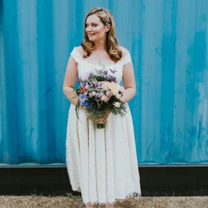 Rockabilly 1950 Style Off Shoulder Polka Dots Tea Lång Bröllopsklänning