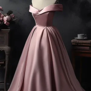 Elegant Off-Shoulder Pink A-Line Prom Dress: Sleeveless, Strapless, Long Gown