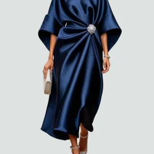 Sofia | Midiklänning Dam Kimonoärm Draperad