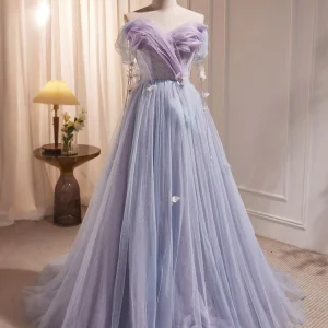 Princess Lavender Tulle Sweetheart Occasion Dress Long Prom Dress