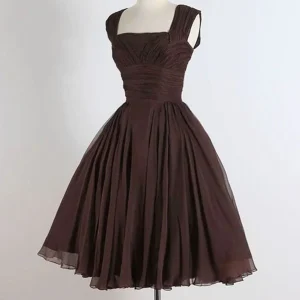 Brown A Line Short Prom Dress Formal Knee Length Woman