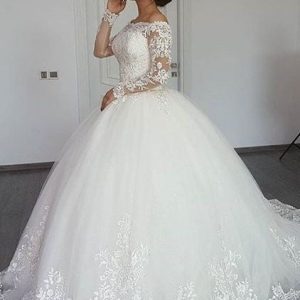 V-Neck Spaghetti Straps Backless A-Line Wedding Dress with Ruffles Tulle Dream
