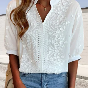 Elin | Blus Dam Lös Kort Ärmar