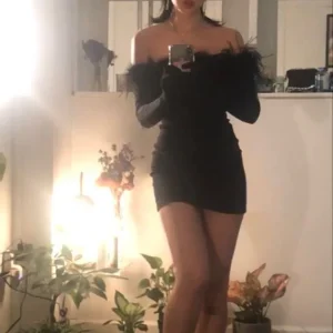 Black Off-Shoulder Spandex Short Prom Party Dress with Zipper