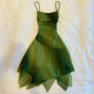 A-Line Green Shiny Tulle Layered Homecoming Party Dress
