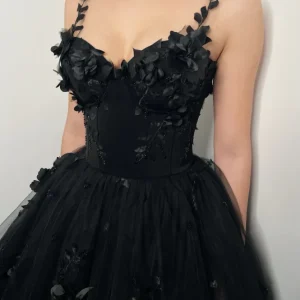 Exquisite 3D Floral Lace Corset Dress For Alternative Brides