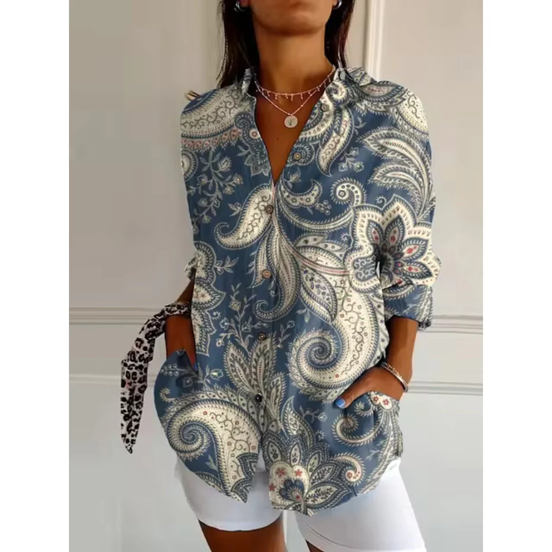 Elin | Blus Dam Blommig Med Knappar - Bild 7