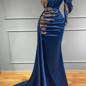 Elegant Royal Blue One-Shoulder Beaded Mermaid Prom Dress for Special Occasions