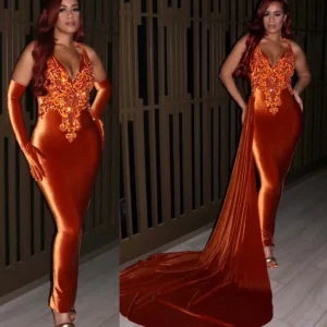 Elegant Sleeveless Prom Dress with Sparkling Appliques, Beadings, and Long Trail