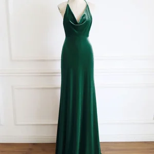 Emerald Green Cowl Neck Aftonklänning Enkel högtidsklänning