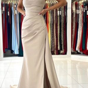 Elegant Strapless Mermaid Evening Dress with Split - Formal Occasion Gown
