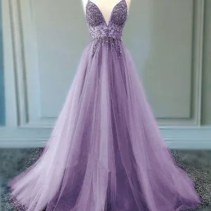 Elegant A-Line Lilac Long Prom Dress, Party Evening Gown, Formal Occasion Attire