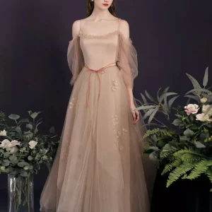 Fairytale Light Champagne Tulle Boho Prom Dress