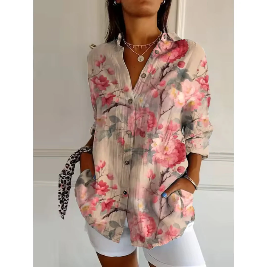 Elin | Blus Dam Blommig Med Knappar - Bild 3