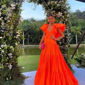 Stunning Orange Elegant Prom Dress for Women's Party Occasions