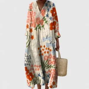 Klänning Blommig Midi Vardag