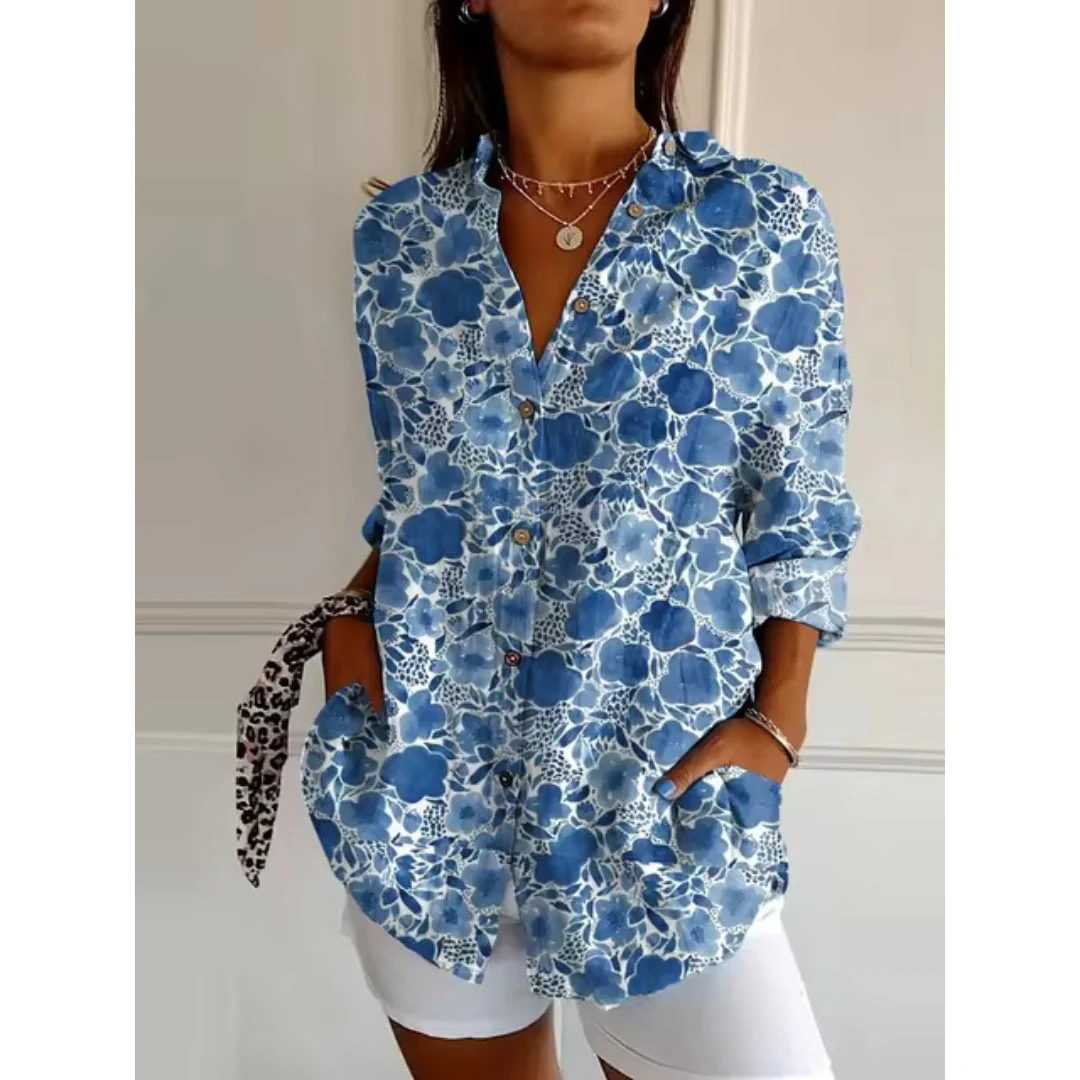 Elin | Blus Dam Blommig Med Knappar - Bild 4