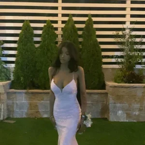 Sexy Mermaid Pink Prom Dress Spaghetti Straps Lace