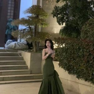 Green Long Elegant Prom Dresses Formal Gowns