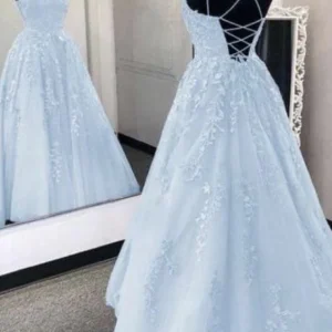 Light Blue Long Prom Dress Formal Evening Gowns