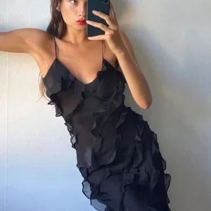 Black Mermaid Long Party Prom Dress with Sleeves and Zipper Back