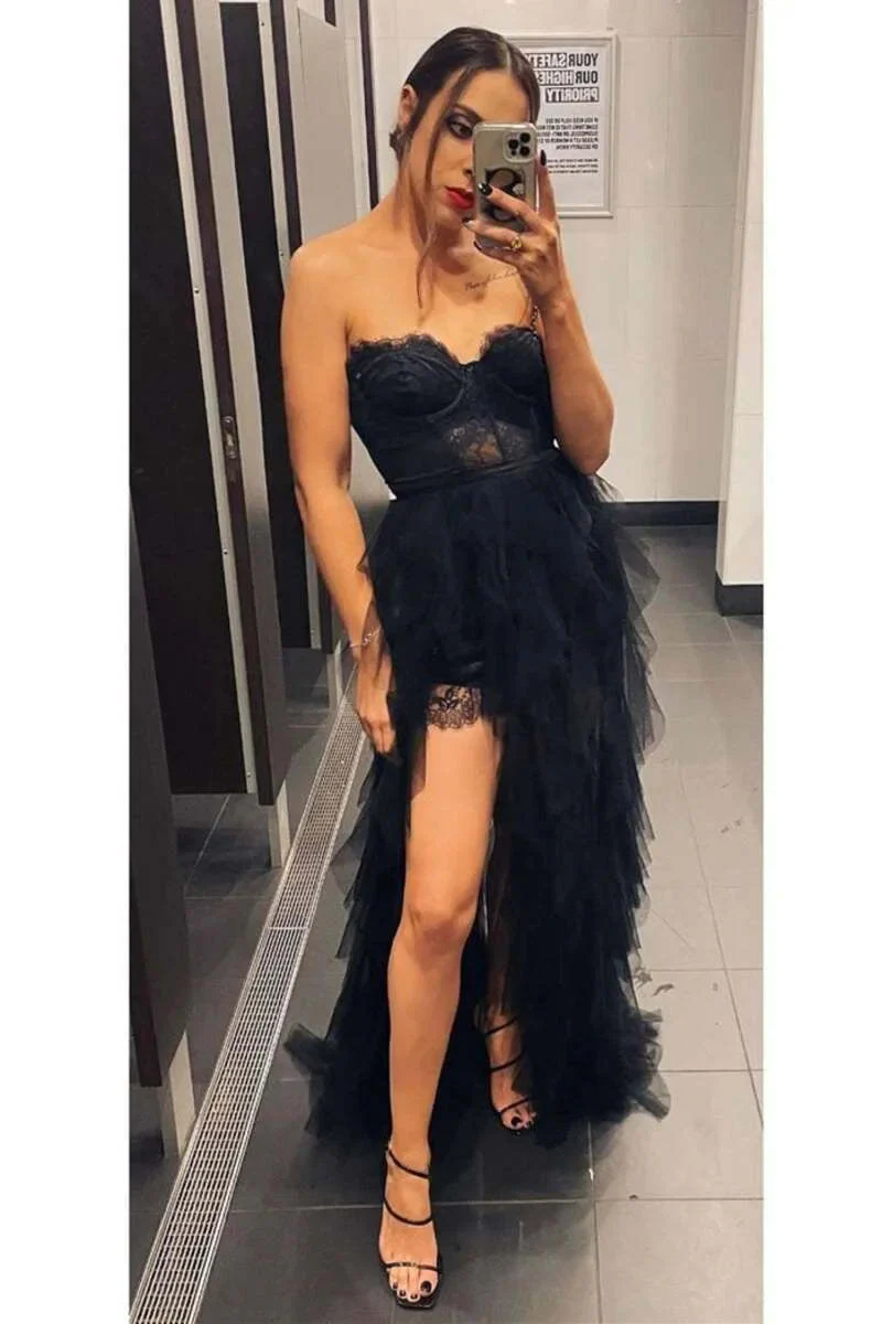 Glamorous Strapless Tiered Tulle Prom Dress Sleeveless Ball Gown - Bild 6