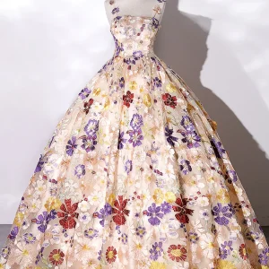 Sweet Spaghetti Strap Blommig balklänning Quinceanera Dress Sweet 16 Dress