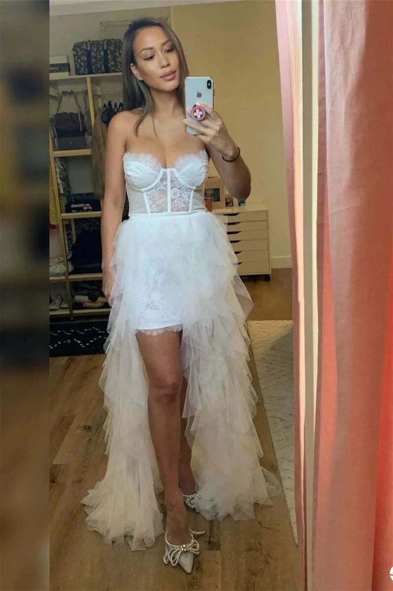 Glamorous Strapless Tiered Tulle Prom Dress Sleeveless Ball Gown - Bild 7
