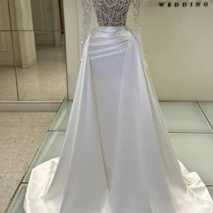 Glamorous Satin Mermaid Evening Dress with Pearls Sweetheart Neckline for Prom