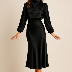 Klänning Midi Hög Hals Vardag