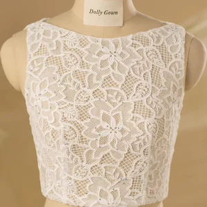 Basak Bateau Neck Sleeveless Bridal Lace Top