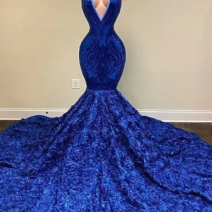 Bodycon Royal Blue Balklänning Curvy Black Girl Slays
