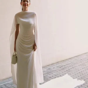 Boho Casual Silk Chiffon Slip Wedding Dress with Draping