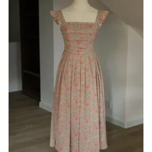 Kepsärmar Blommig Box Veck 50-talsstil Swing Dress