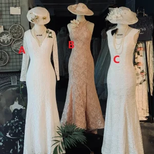 Classic Vintage Lace Floor Length Wedding Dress