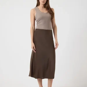 YASPELLA Midi Skirt - Chocolate Brown