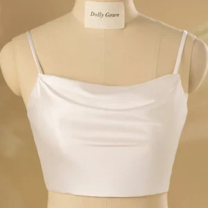 Dominique Casual Spaghetti Straps Cowl Neck Bridal Crop Top