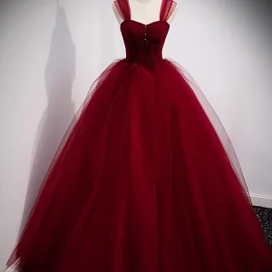 Fairytale Tulle Burgundy Sweet 16th Dress Balklänning för bal