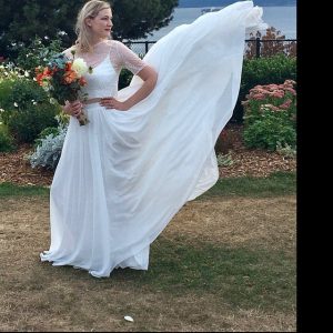 Flowy Chiffong kjol Tvådelad ärm brud Separtes | Boho Casual Tvådelad Bröllopsklänning