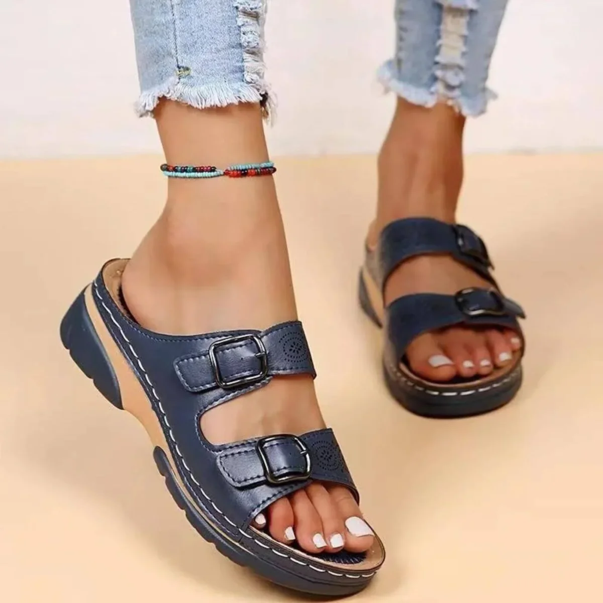 Freya™- Dubbla Spänne Ortopediska Sandaler - Bild 6