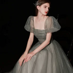 Glitter Mörkgrå Prinsess Balklänning Balklänning