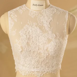 Hsin High Neck Sleeveless Lace Bridal Tops