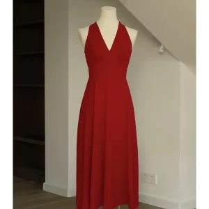 Röd Grimma Vintage inspirerad 50-tals midiklänning