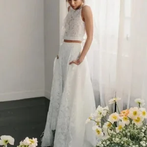 Spetsgrimma Snygg tvådelad brudklänning med fickor | Bridal Sepatates