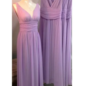 Lavendel lång V-ringad Spandex A-linje brudtärnaklänningar under 100