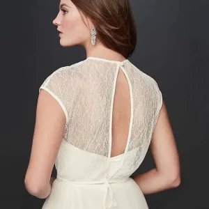Lena Open Back Cap Sleeved Lace Bridal Cover Ups