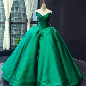 Lyxig puffig smaragdgrön balklänning för balklänning