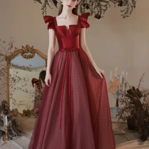 Rödbrun Princess Polka Dot Balklänning